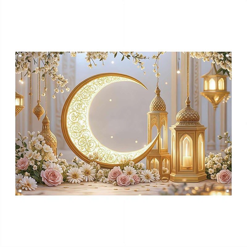 Large Ramadan Wall Cloth Decor, Ramadan Polyester Wall Hanging, Festival Backdrop for Home Celebration and Event Decoration - Image 1
